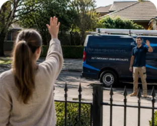 Plumber leaving a completed job in Gymea